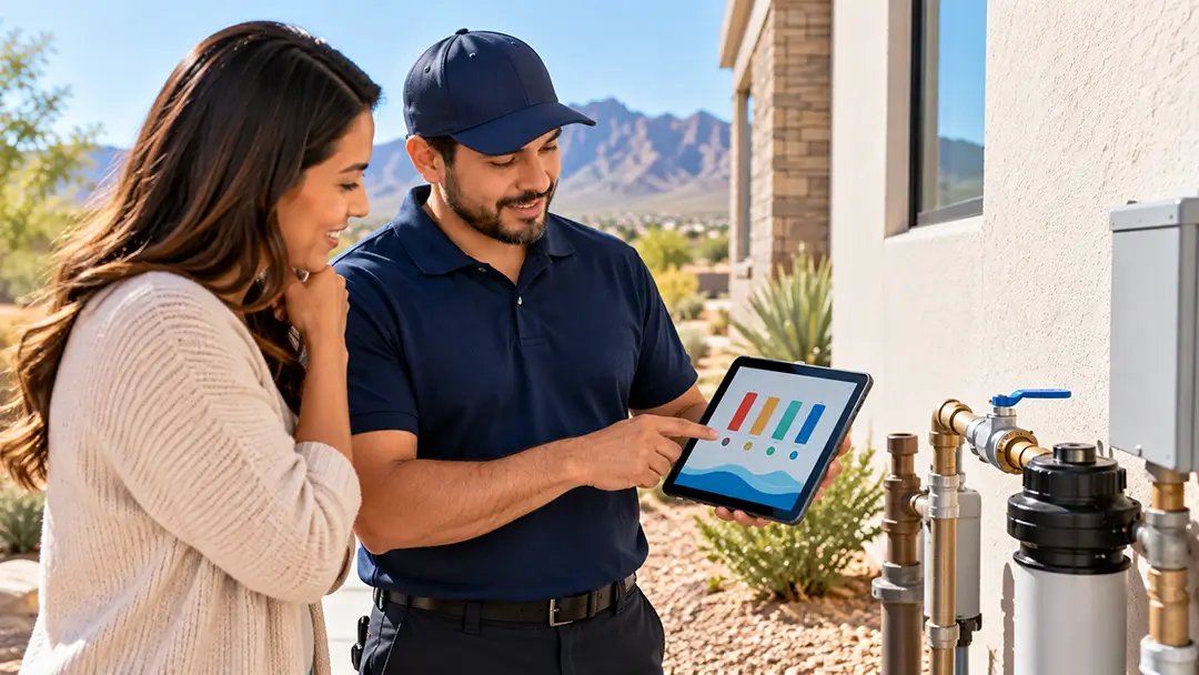 Water test results being explained to a homeowner