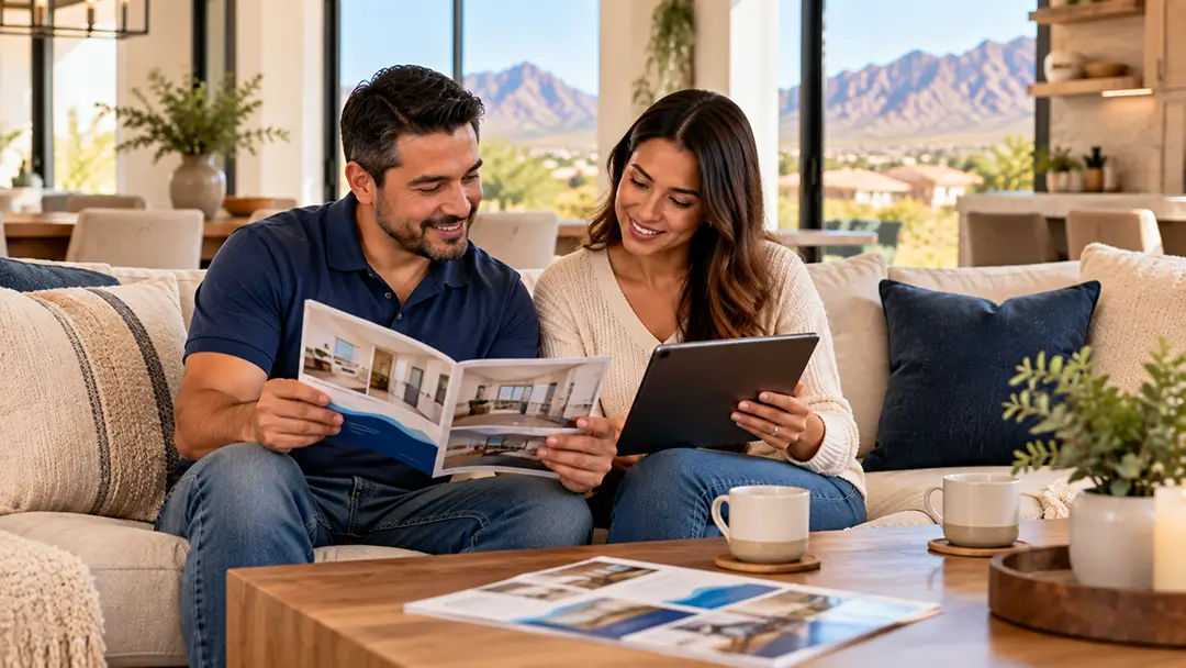 Homeowner reviewing options at the kitchen table